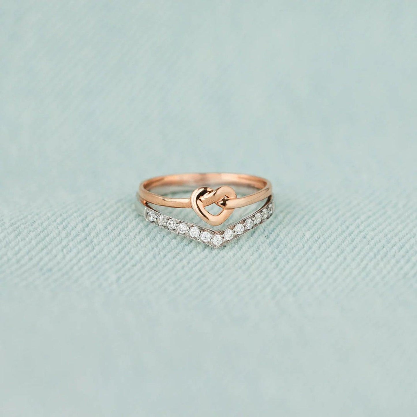 Knotted Heart Shape Inlaid Zircon Ring Carauana Store