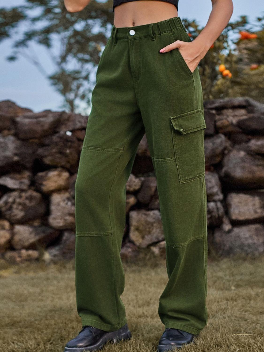 High Waist Cargo Straight Jeans Carauana Store