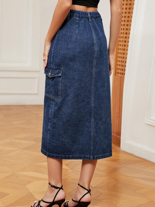 Button Down Denim Skirt Carauana Store