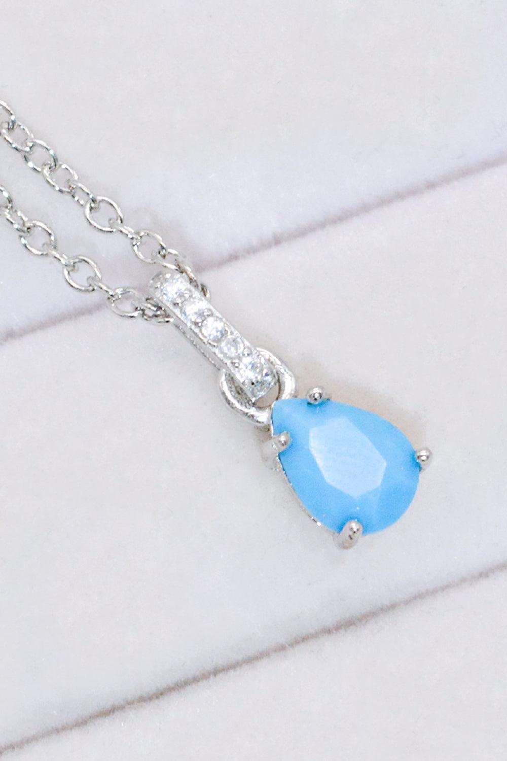 Teardrop Turquoise 4-Prong Pendant Necklace Carauana Store