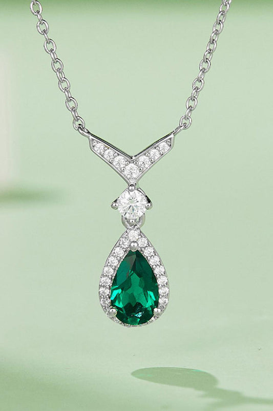 Lab-Grown Emerald Teardrop Necklace Carauana Store