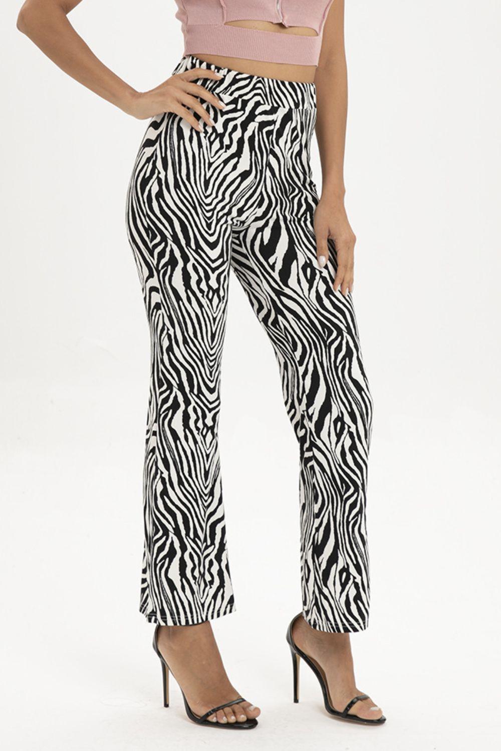 Zebra Print Straight Leg Pants Carauana Store