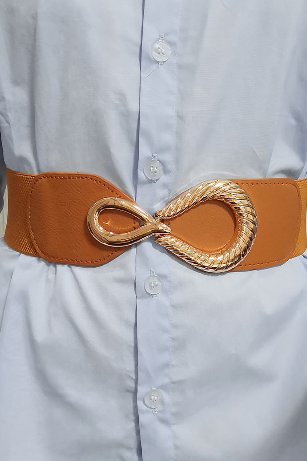 Ribbed Alloy Buckle Elastic Belt Carauana Store