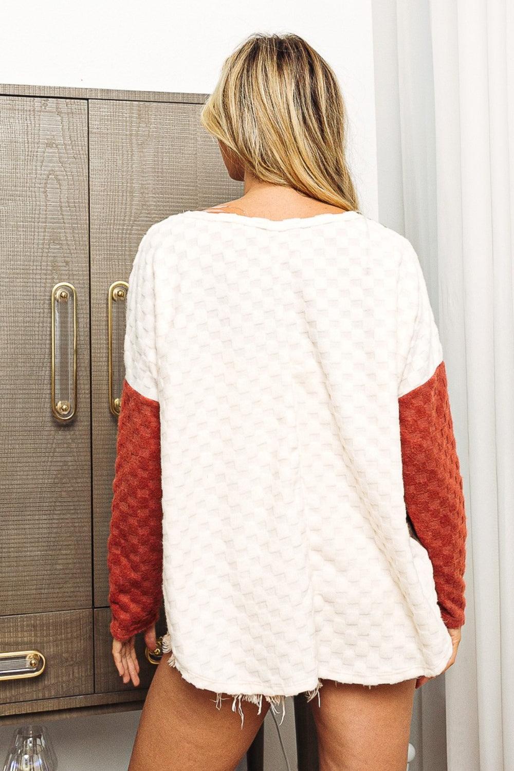 BiBi Color Block Brushed Checker Top Carauana Store
