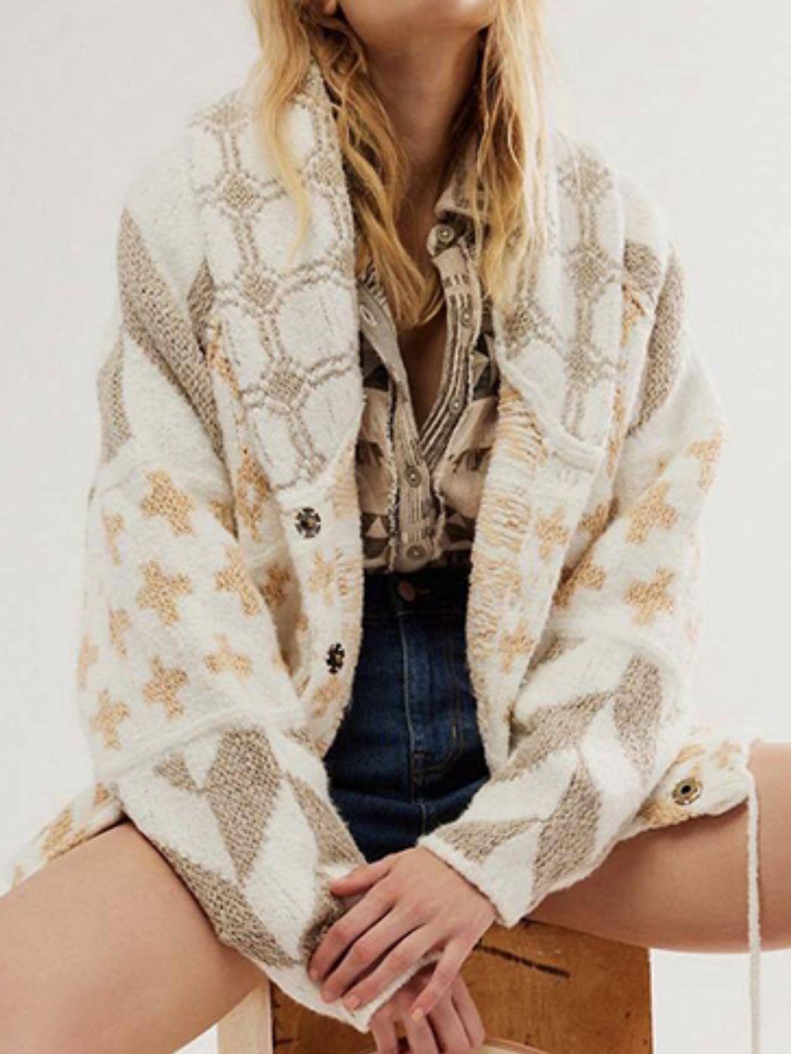 Collared Neck Long Sleeve Cardigan Carauana Store