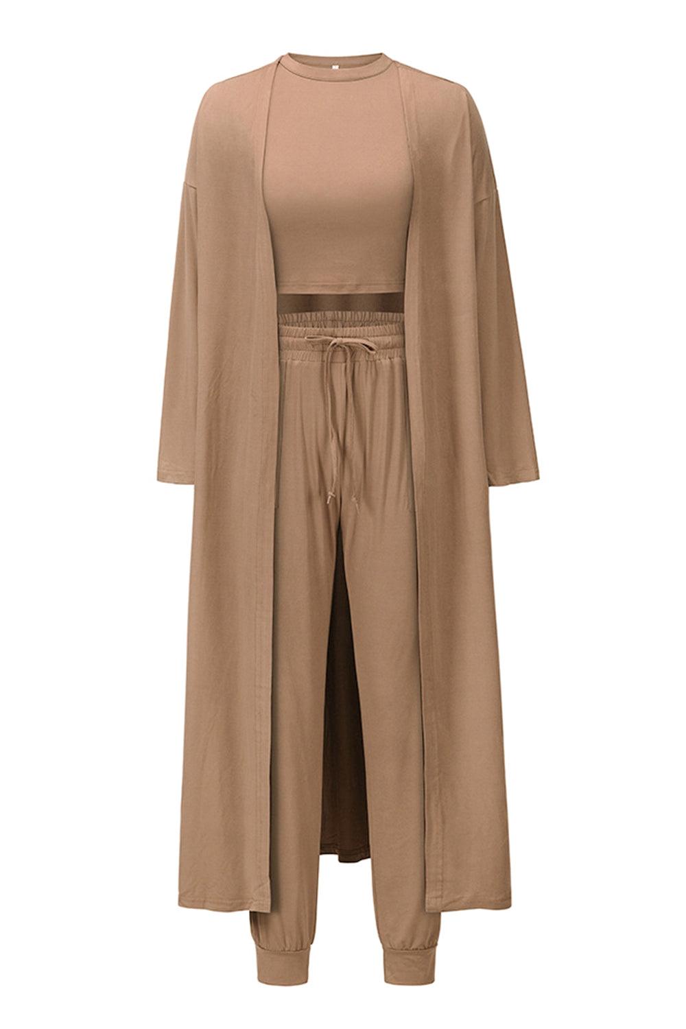 Tank, Pants, and Cardigan Set with Pockets Carauana Store