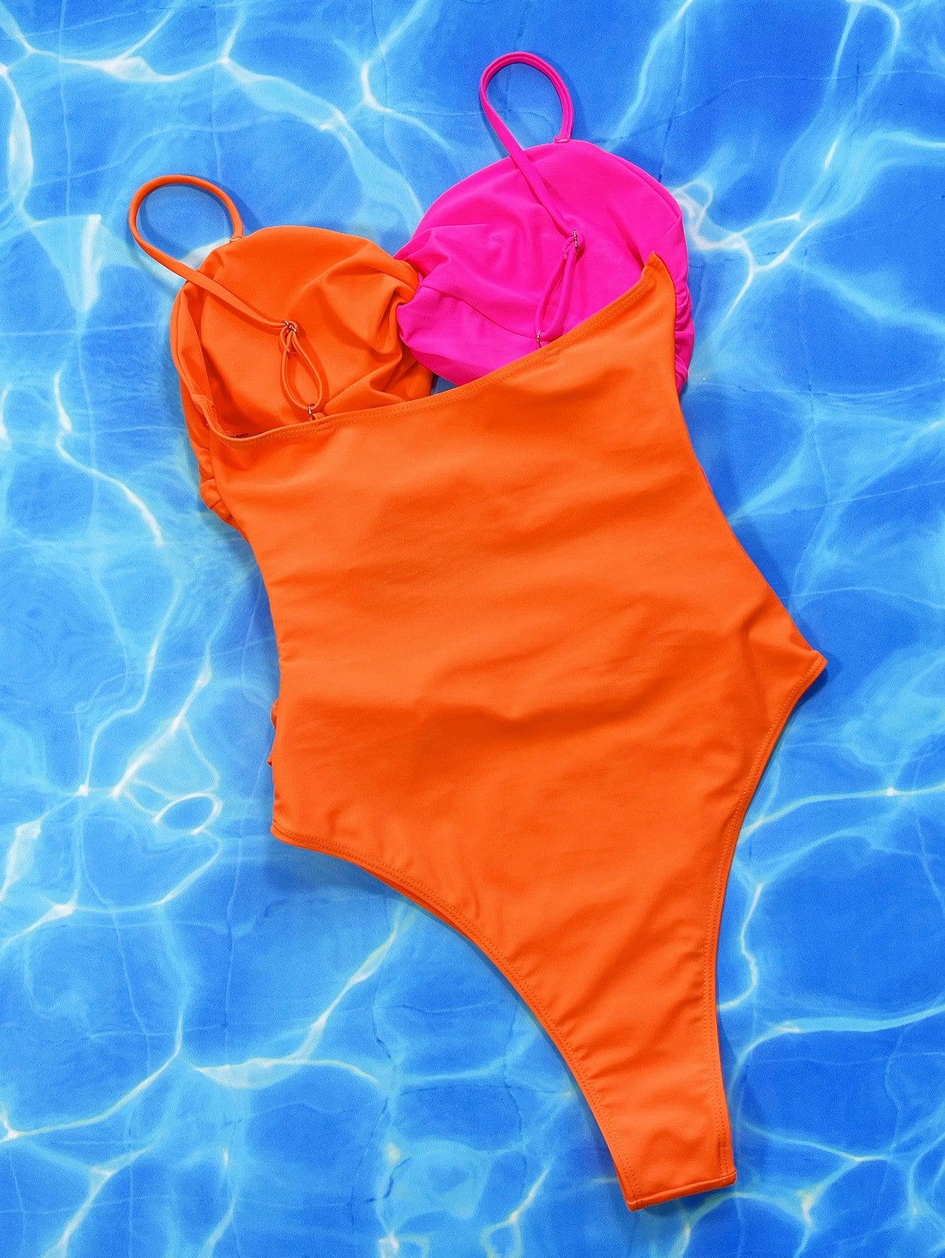 Two-Tone Twisted Cutout One-Piece Swimsuit Carauana Store
