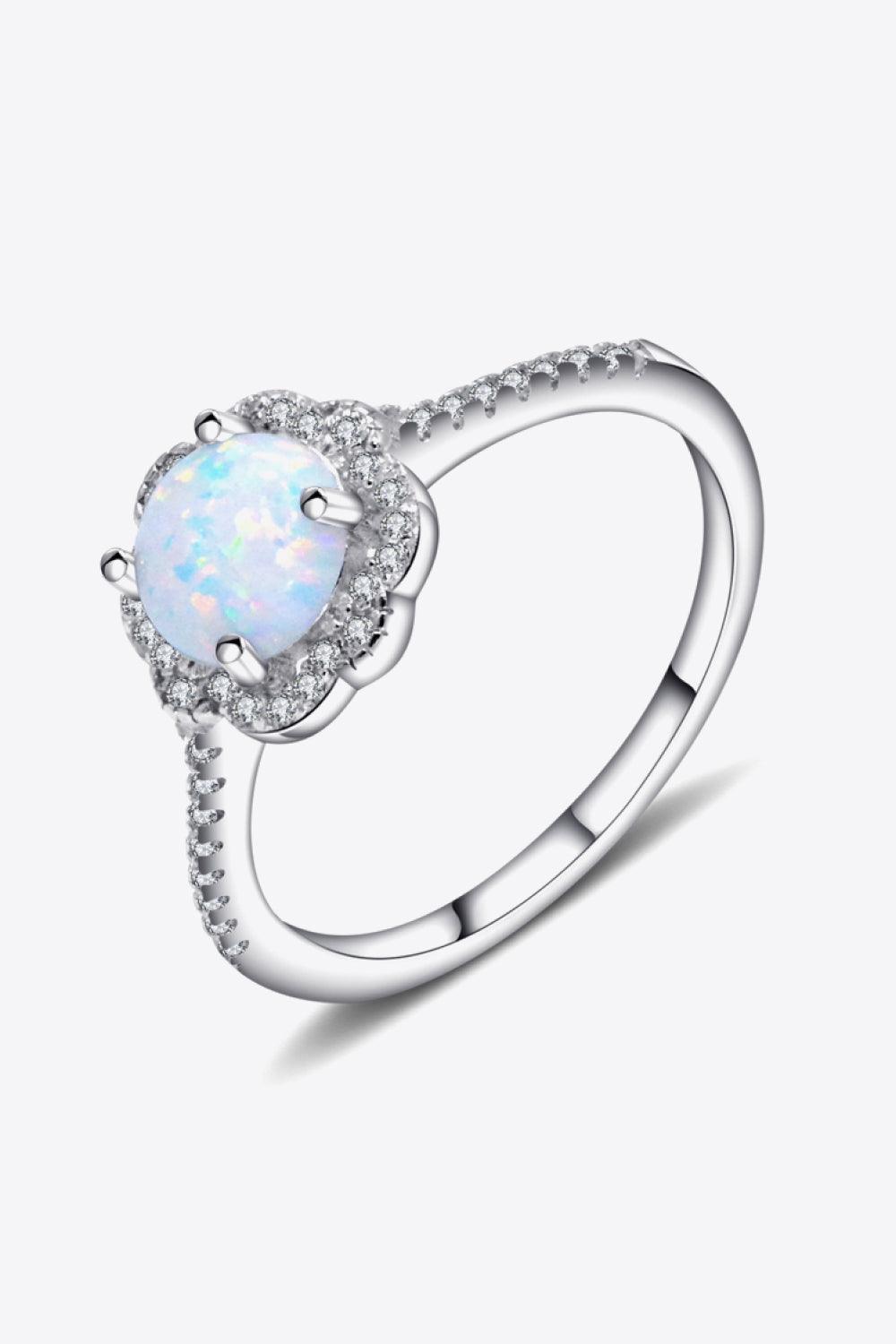 Platinum-Plated 4-Prong Opal Ring Carauana Store
