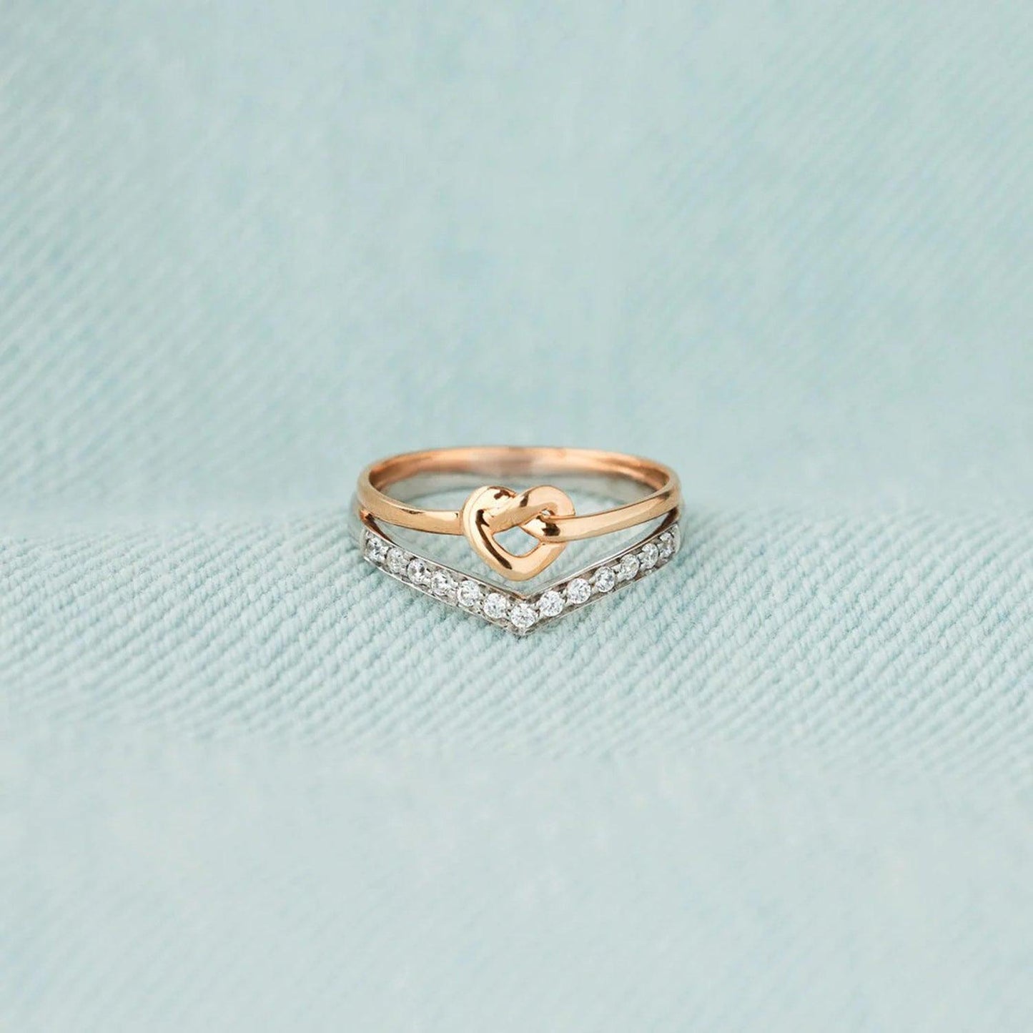 Knotted Heart Shape Inlaid Zircon Ring Carauana Store