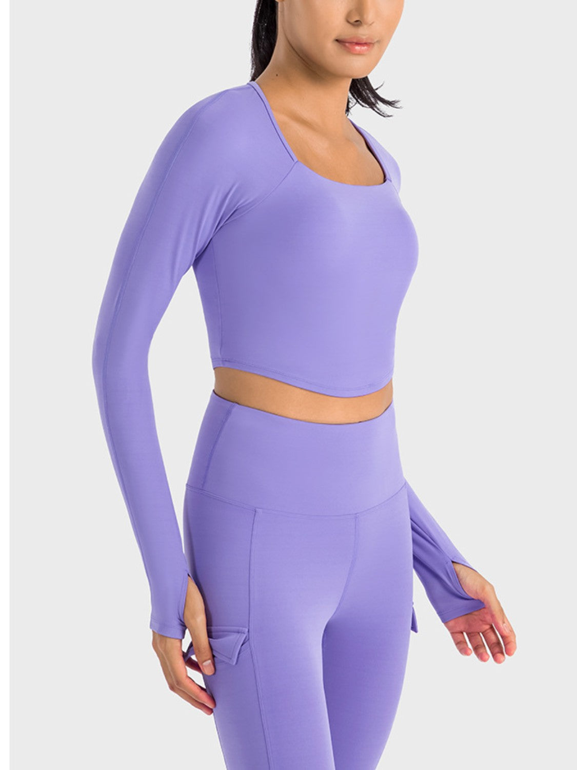 Millennia Square Neck Long Sleeve Cropped Sports Top Carauana Store