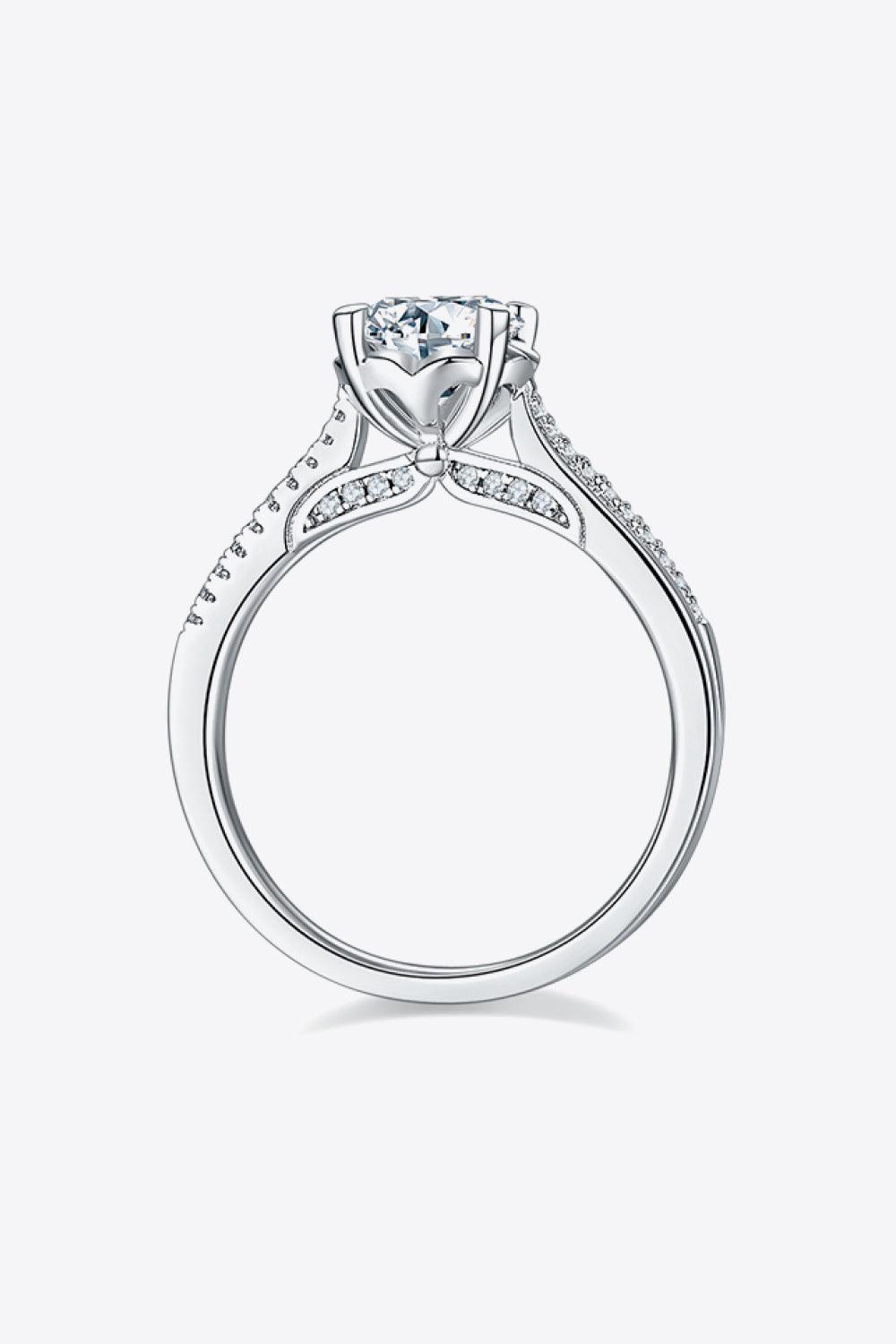 Adored 1 Carat Moissanite 925 Sterling Silver Side Stone Ring Carauana Store