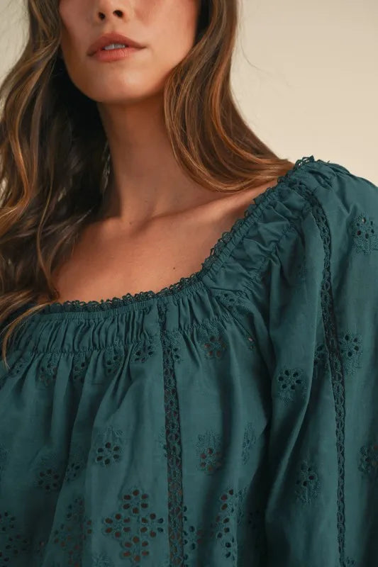 MABLE Embroidered Scalloped Lace Top and Short Set Carauana Store