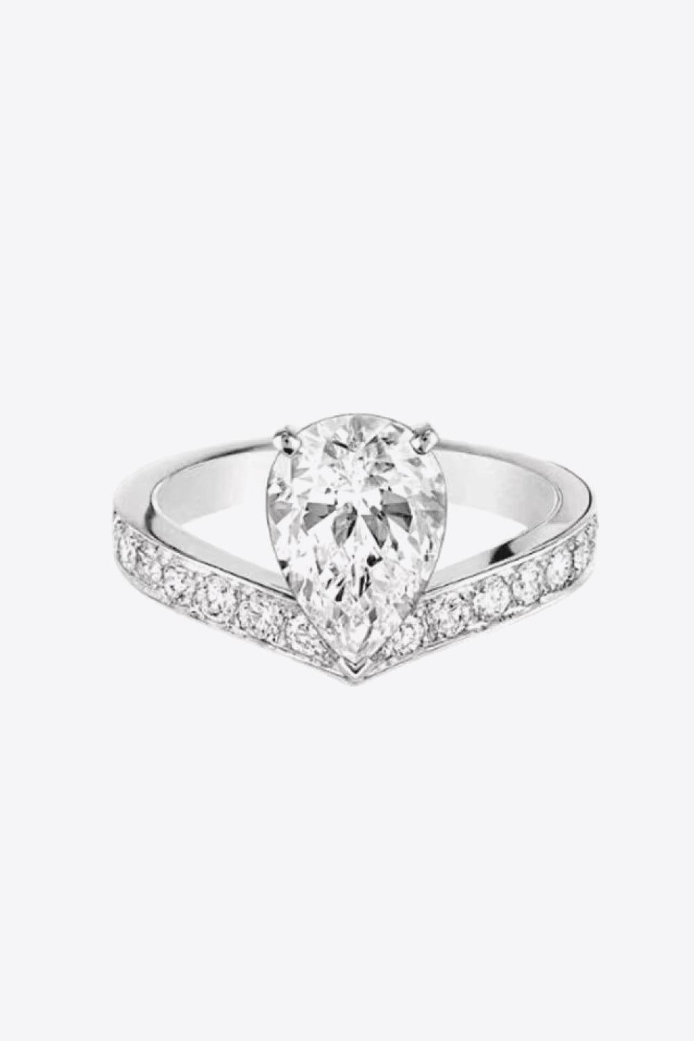 925 Sterling Silver Teardrop 1 Carat Moissanite Ring Carauana Store