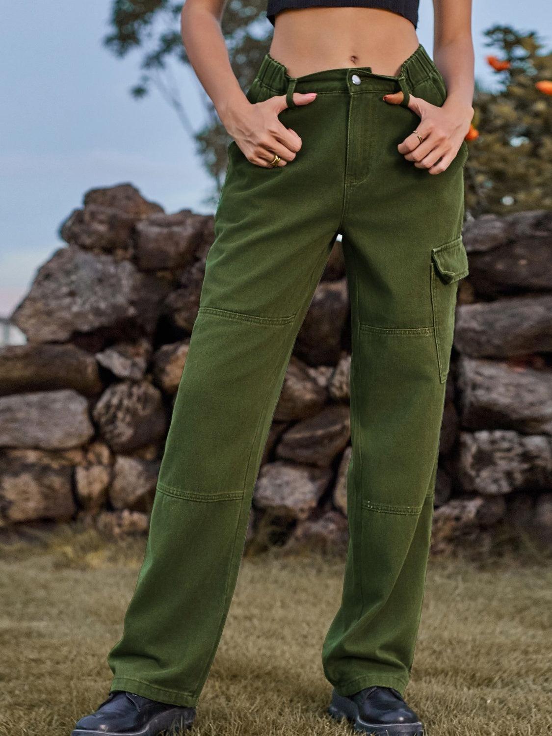 High Waist Cargo Straight Jeans Carauana Store