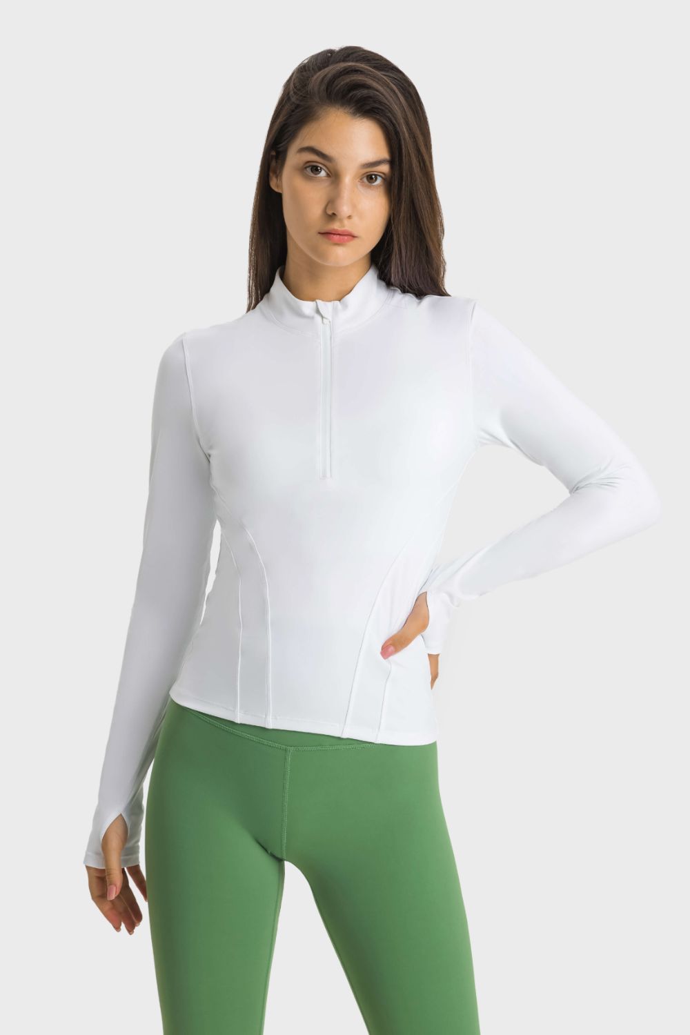 Millennia Half Zip Thumbhole Sleeve Sports Top Carauana Store