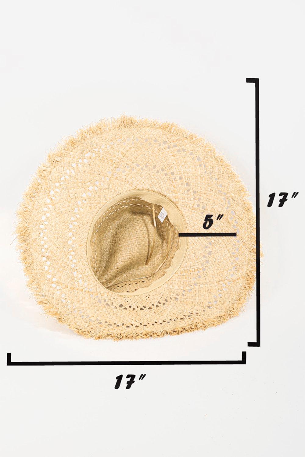 Fame Openwork Raw Hem Weave Hat Carauana Store
