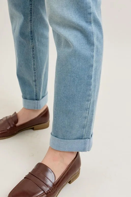 Judy Blue Full Size V-Front Cuff Boyfriend Jeans Plus Size Carauana Store