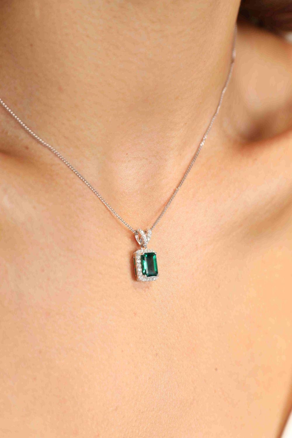 Adored 1.25 Carat Lab-Grown Emerald Pendant Necklace Carauana Store