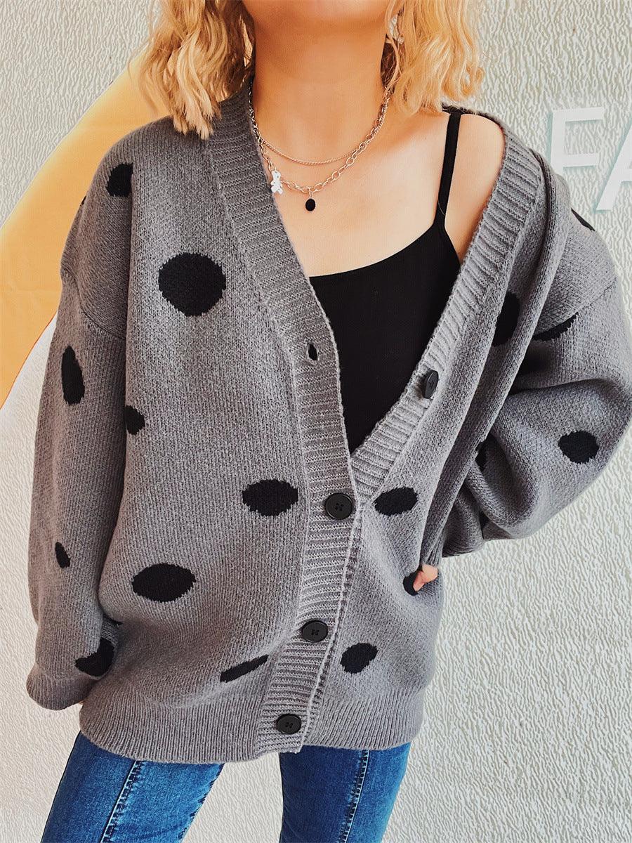Polka Dot Button Up Cardigan Carauana Store