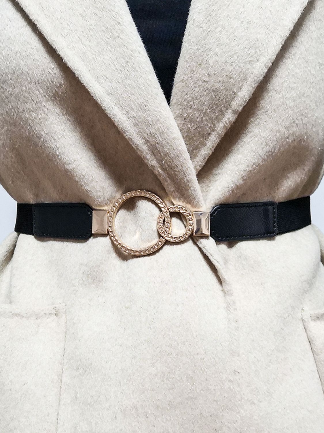 Double Ring Buckle Elastic PU Belt Carauana Store