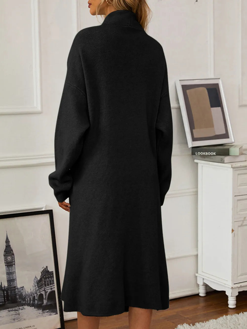 V-Neck Cami Dress and Open Front Cardigan Sweater Set Carauana Store