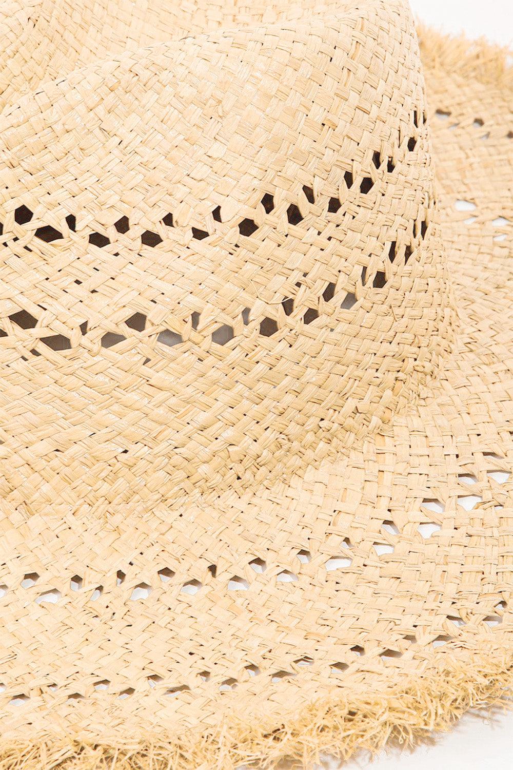 Fame Openwork Raw Hem Weave Hat Carauana Store