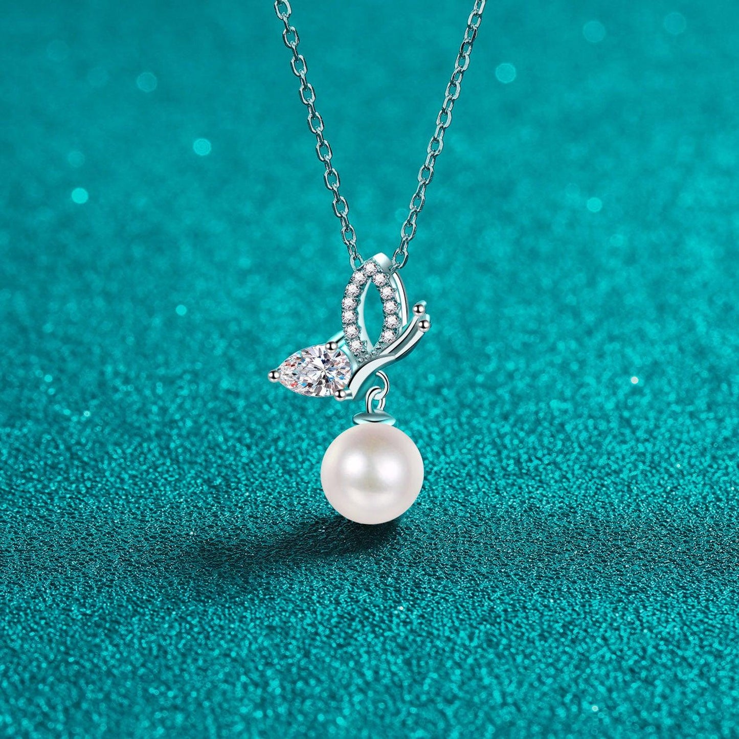 Natural Pearl Pendant Moissanite 925 Sterling Silver Necklace Carauana Store