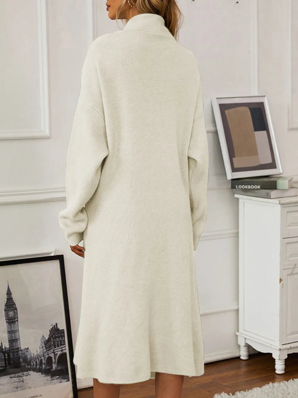 V-Neck Cami Dress and Open Front Cardigan Sweater Set Carauana Store