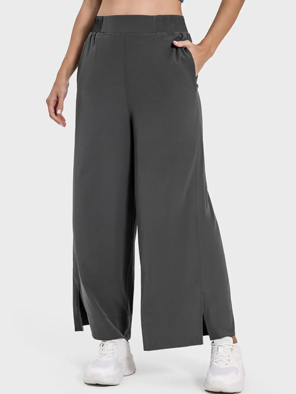 Millennia Slit Wide Leg Active Pants Carauana Store