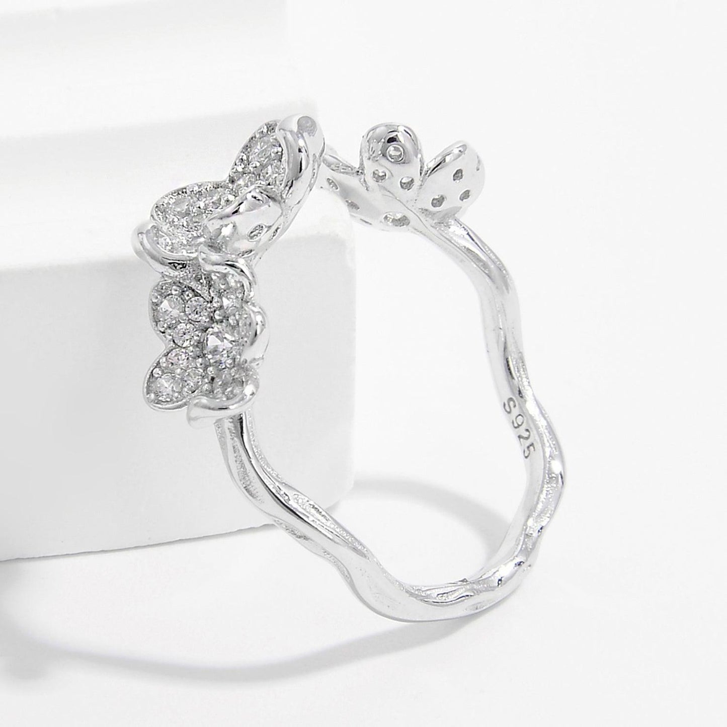 925 Sterling Silver Inlaid Zircon Open Ring Carauana Store