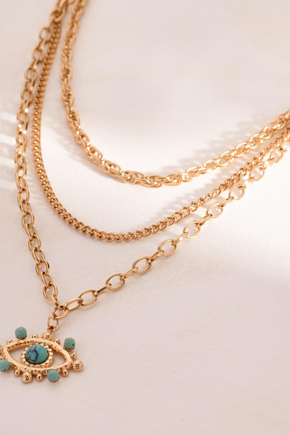 Evil Eye Design Turquoise Pendant Necklace Carauana Store