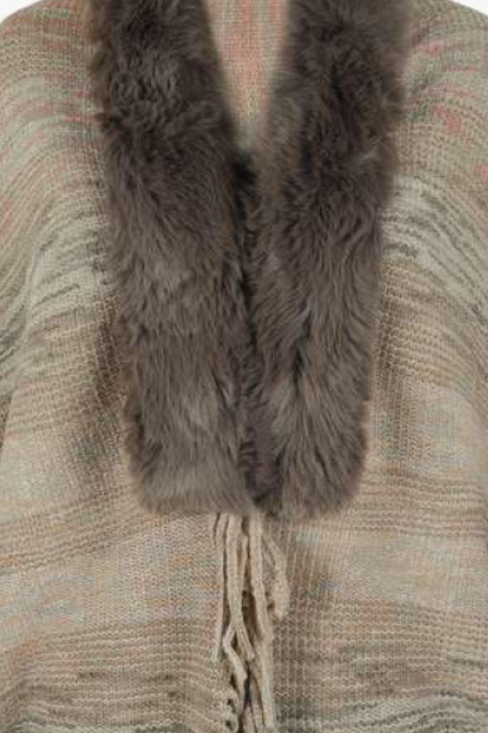 Open Front Fringe Hem Poncho Carauana Store