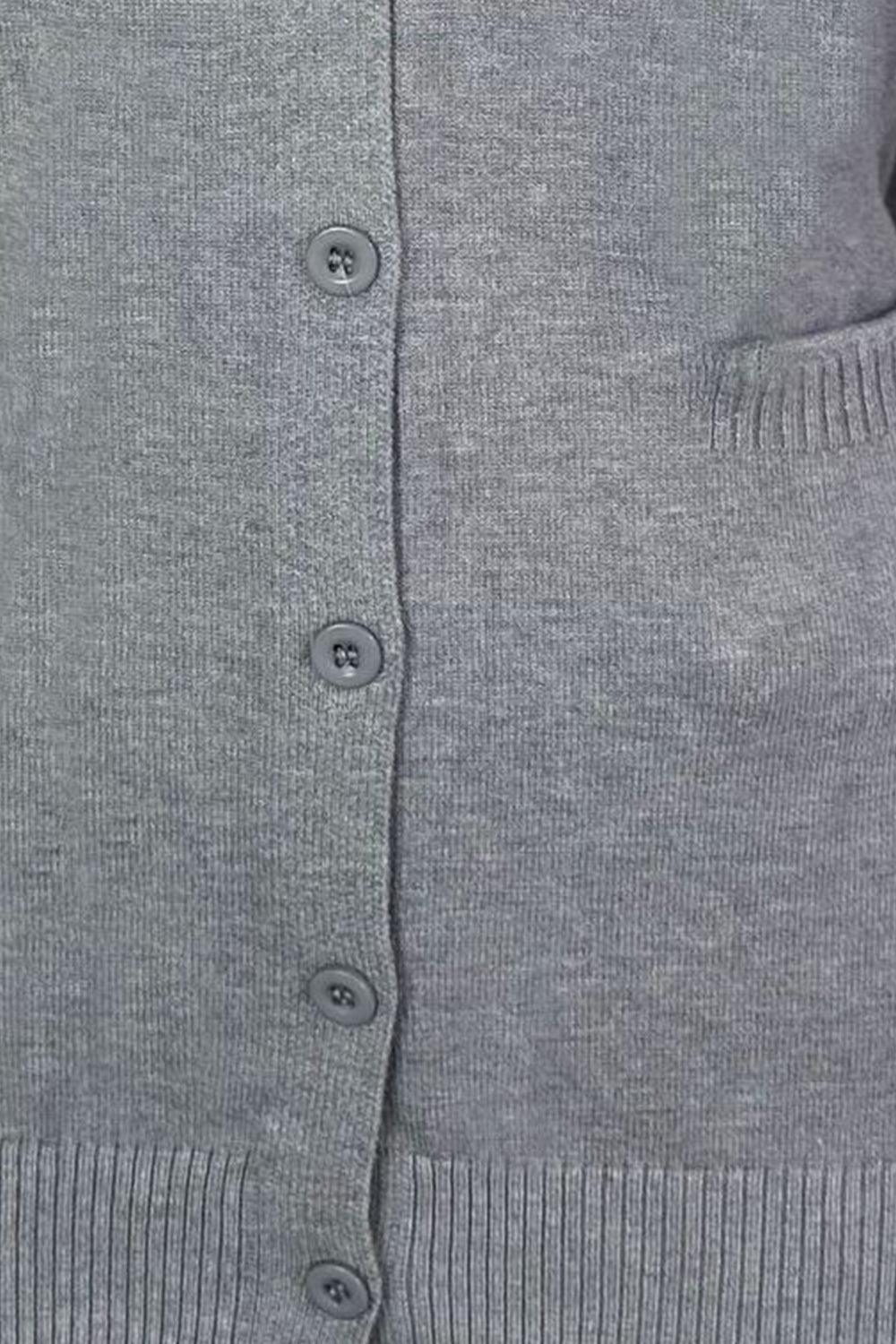 Pocketed V-Neck Button Up Long Sleeve Cardigan Carauana Store