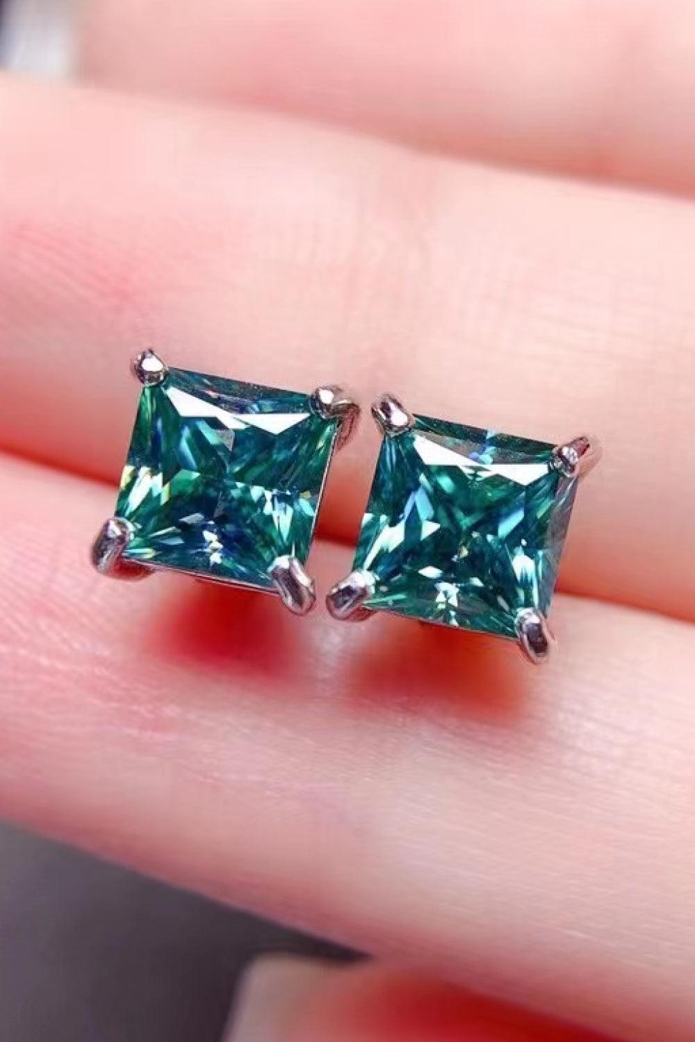 2 Carat Square Moissanite Four-Prong Earrings Carauana Store