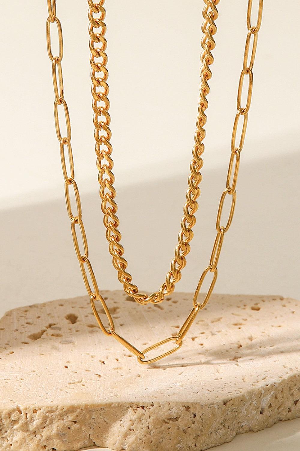 18K Gold Plated Layered Chain Necklace Carauana Store