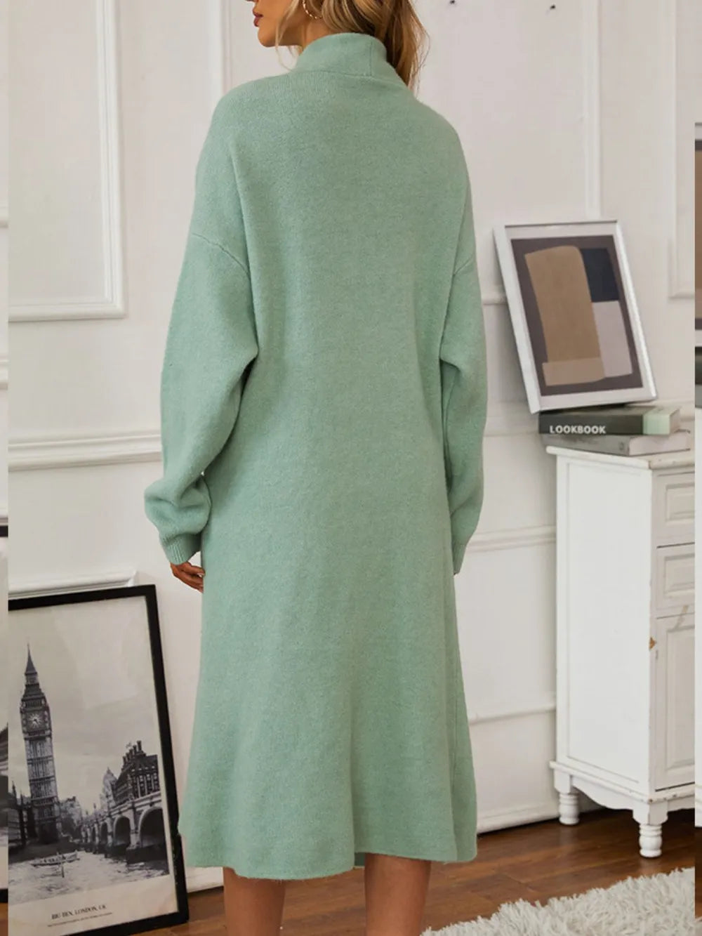 V-Neck Cami Dress and Open Front Cardigan Sweater Set Carauana Store