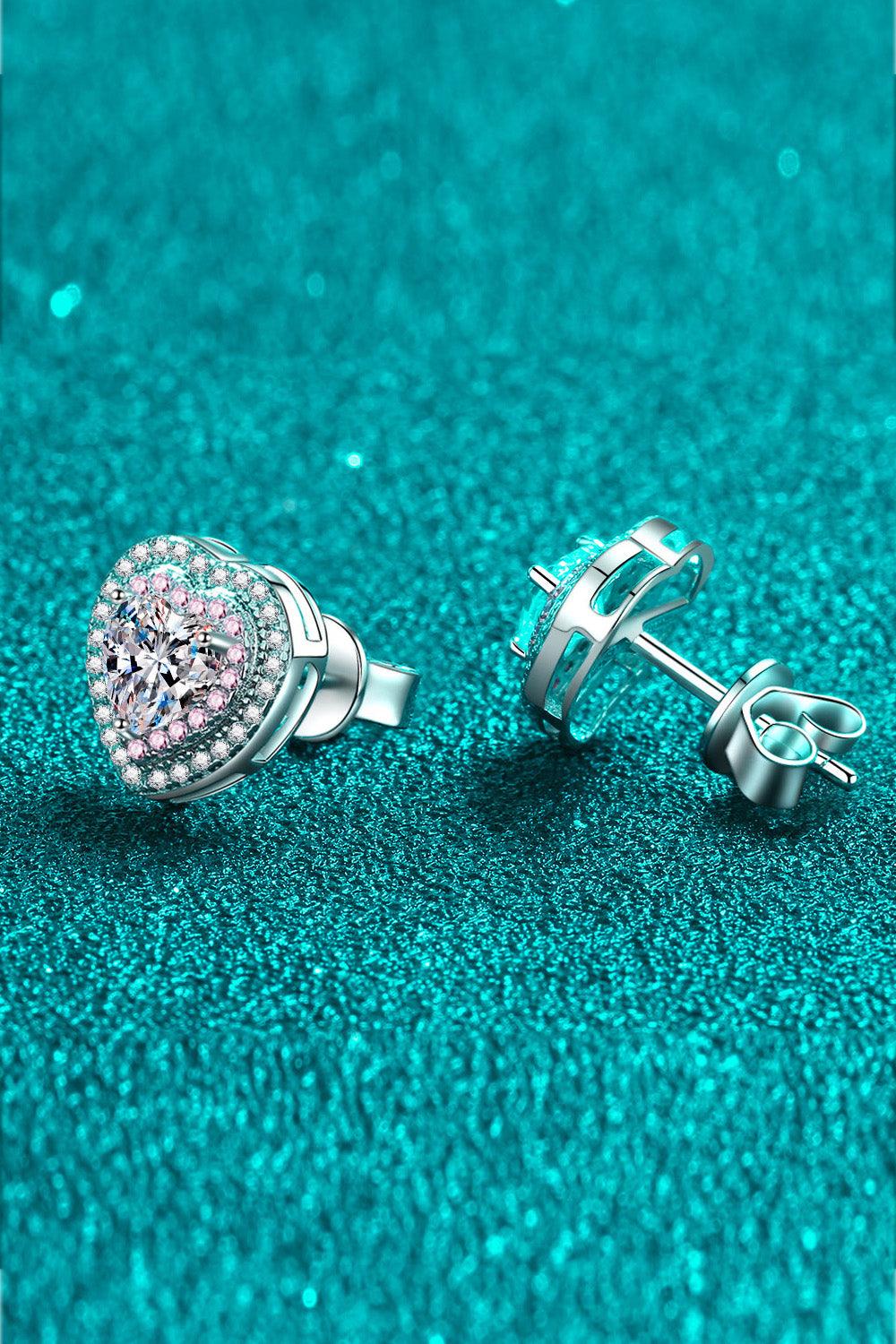 Moissanite Heart-Shaped Stud Earrings Carauana Store