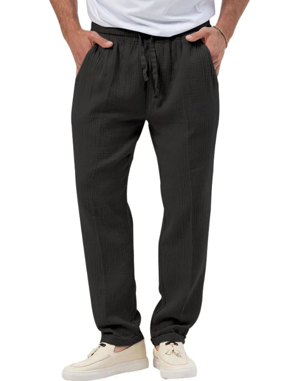 Men's Plus Size Drawstring Texture Pants