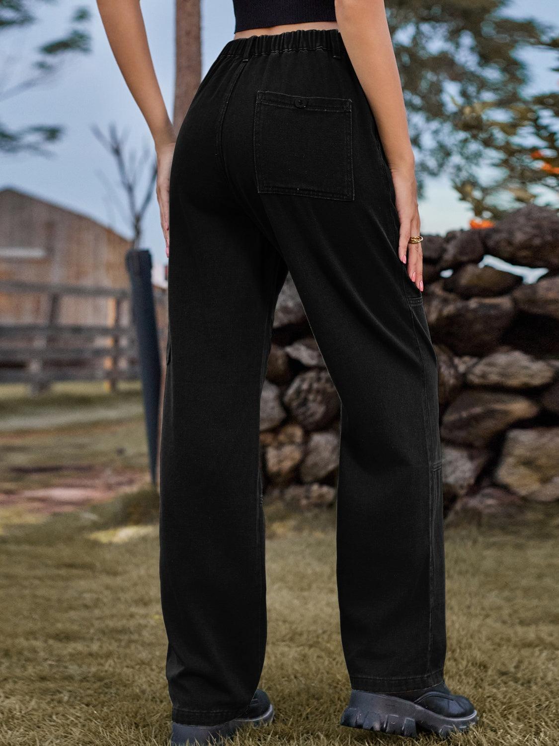 High Waist Cargo Straight Jeans Carauana Store