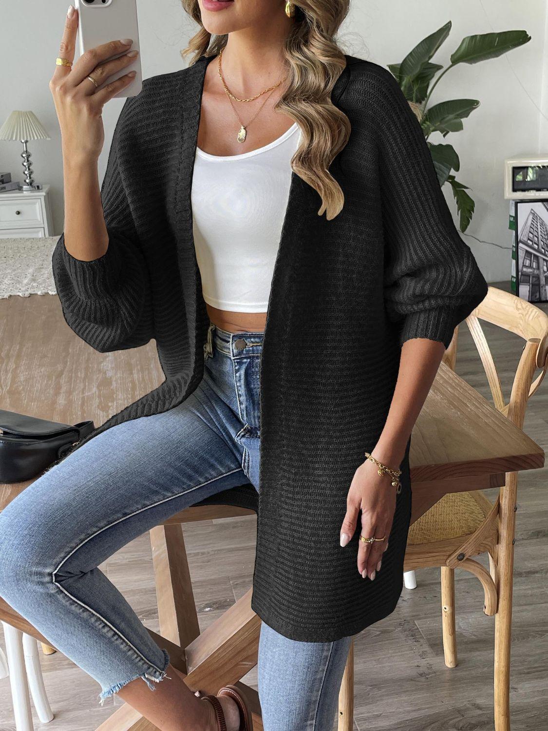 Open Front Long Sleeve Cardigan Carauana Store