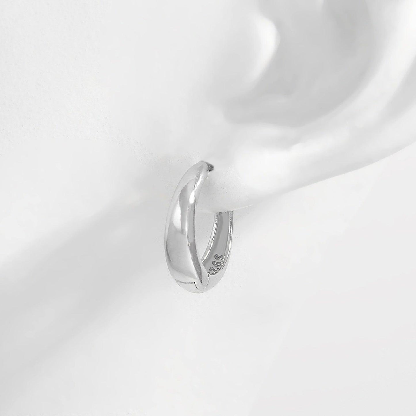 925 Sterling Silver Inlaid Zircon Huggie Earrings Carauana Store