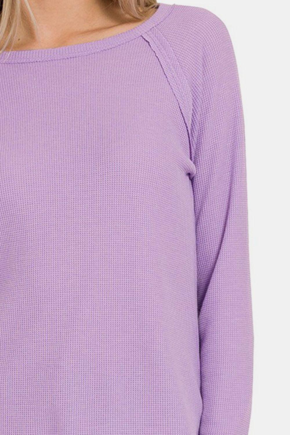 Zenana Waffle Long Sleeve T-Shirt Carauana Store