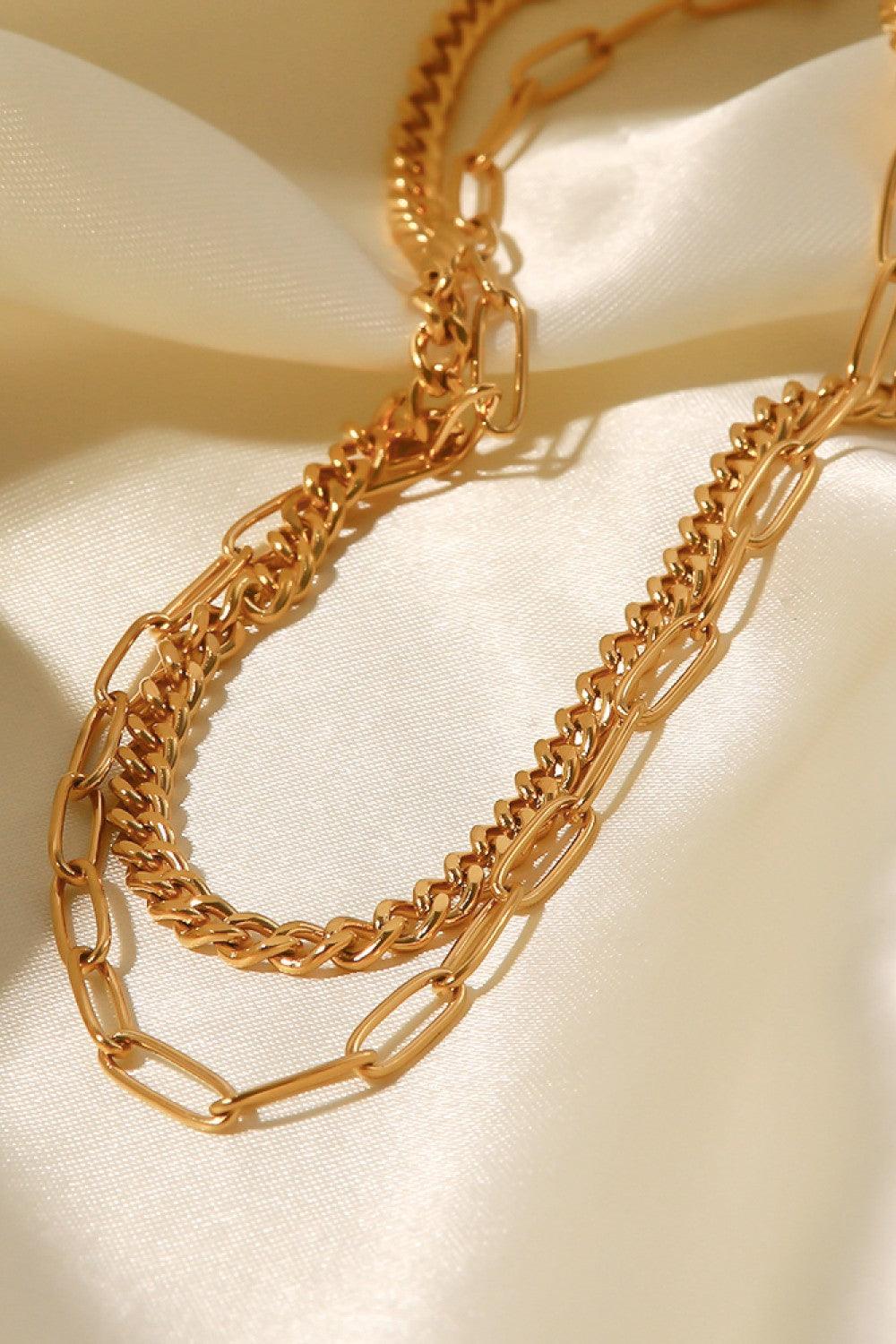 18K Gold Plated Layered Chain Necklace Carauana Store