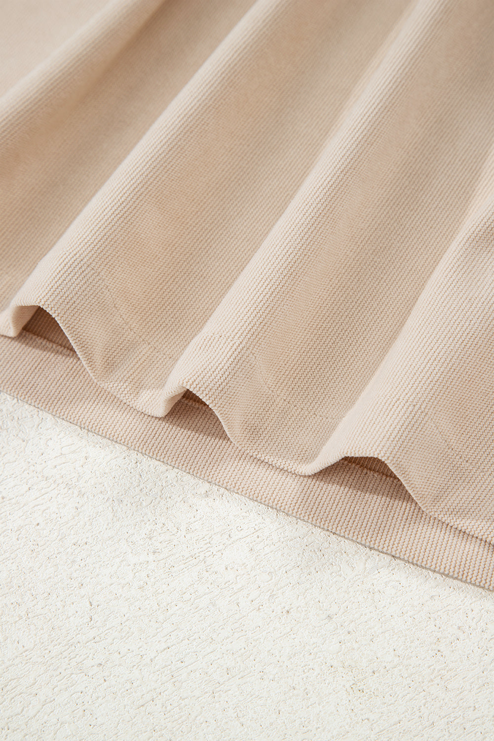 Oatmeal Corduroy Half Button Collared Long Sleeve Mini Dress