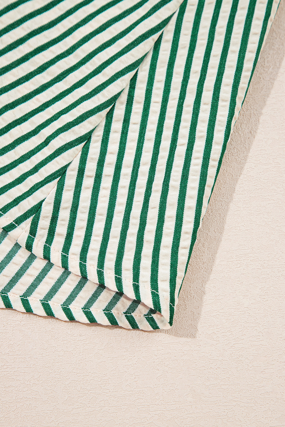 Green Stripe V Neck Zip Front Cinched High Waist Midi Dress
