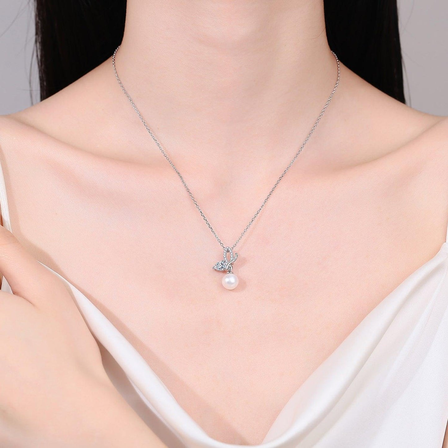 Natural Pearl Pendant Moissanite 925 Sterling Silver Necklace Carauana Store