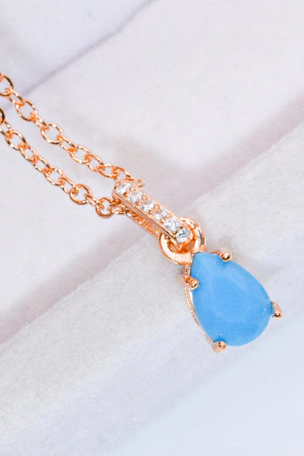 Teardrop Turquoise 4-Prong Pendant Necklace Carauana Store