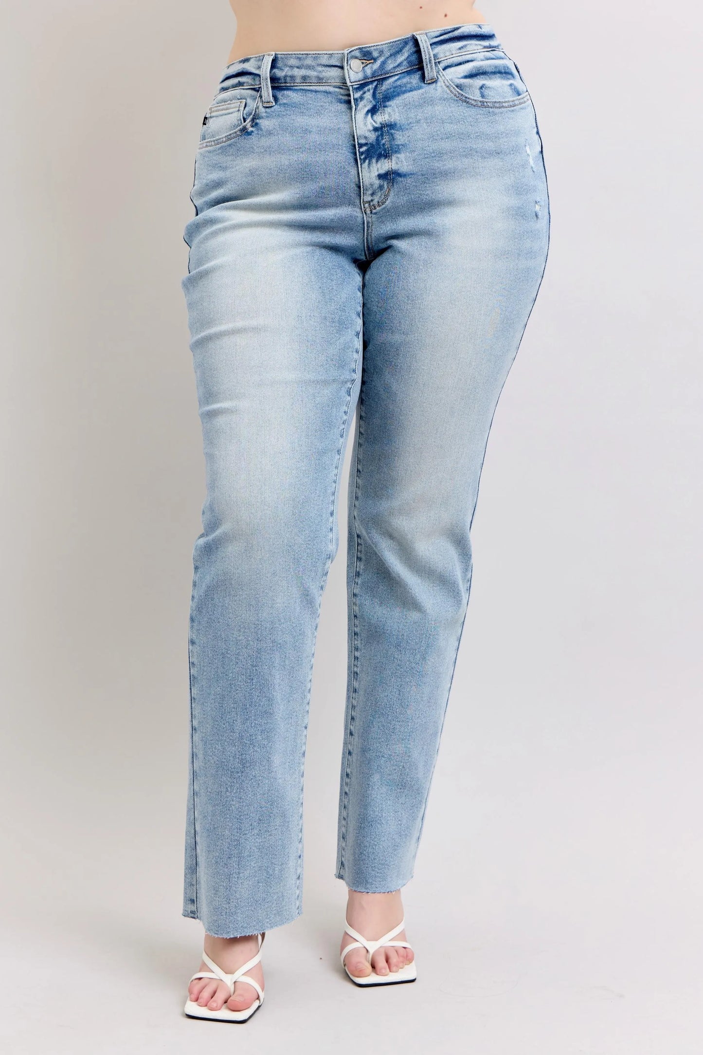 Judy Blue Full Size Mid Rise Light Wash Dad Jeans Plus Size