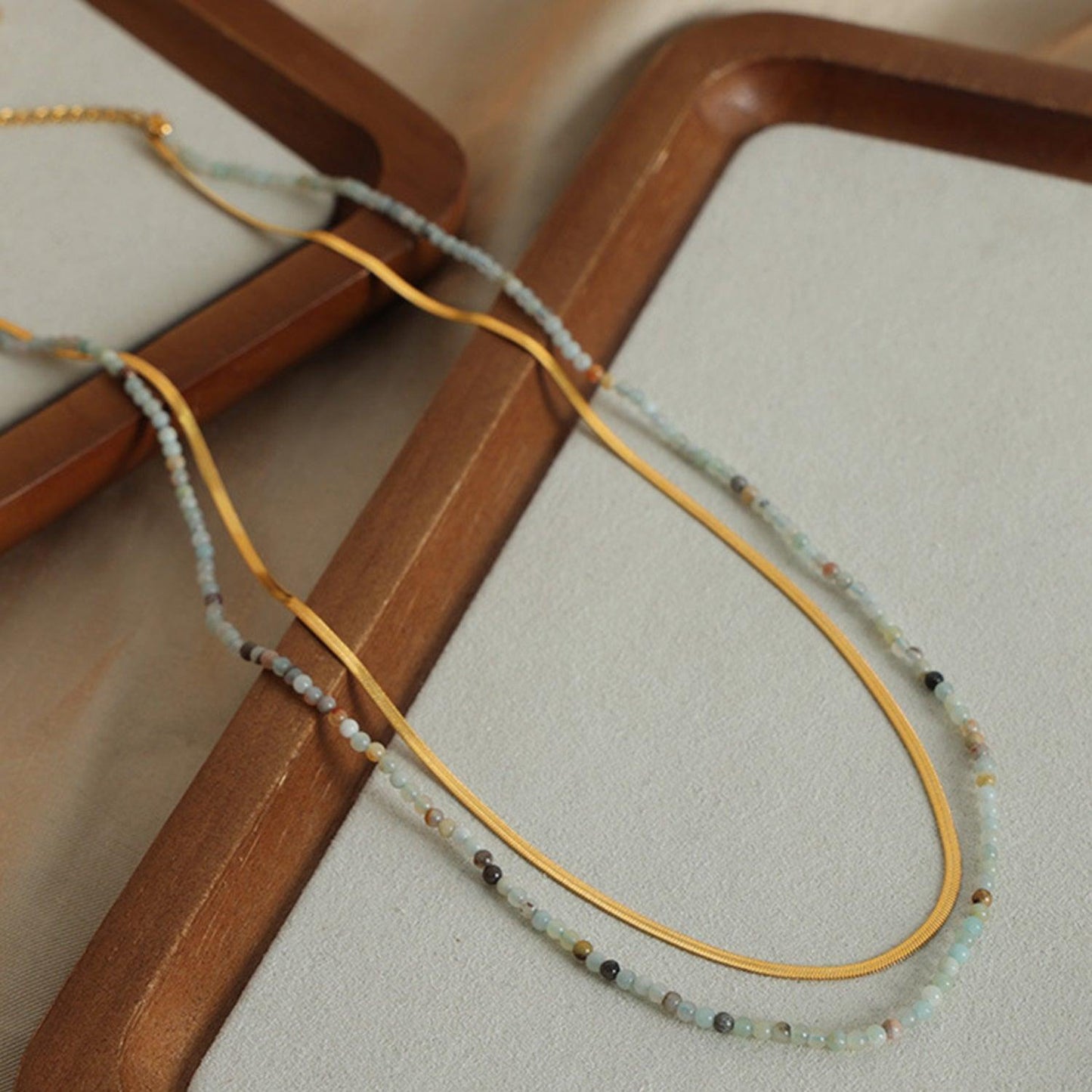 Beaded Titanium Steel Double-Layered Necklace Carauana Store