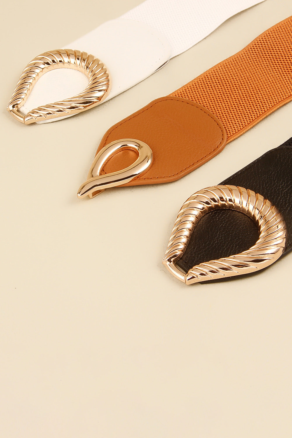 Ribbed Alloy Buckle Elastic Belt Carauana Store